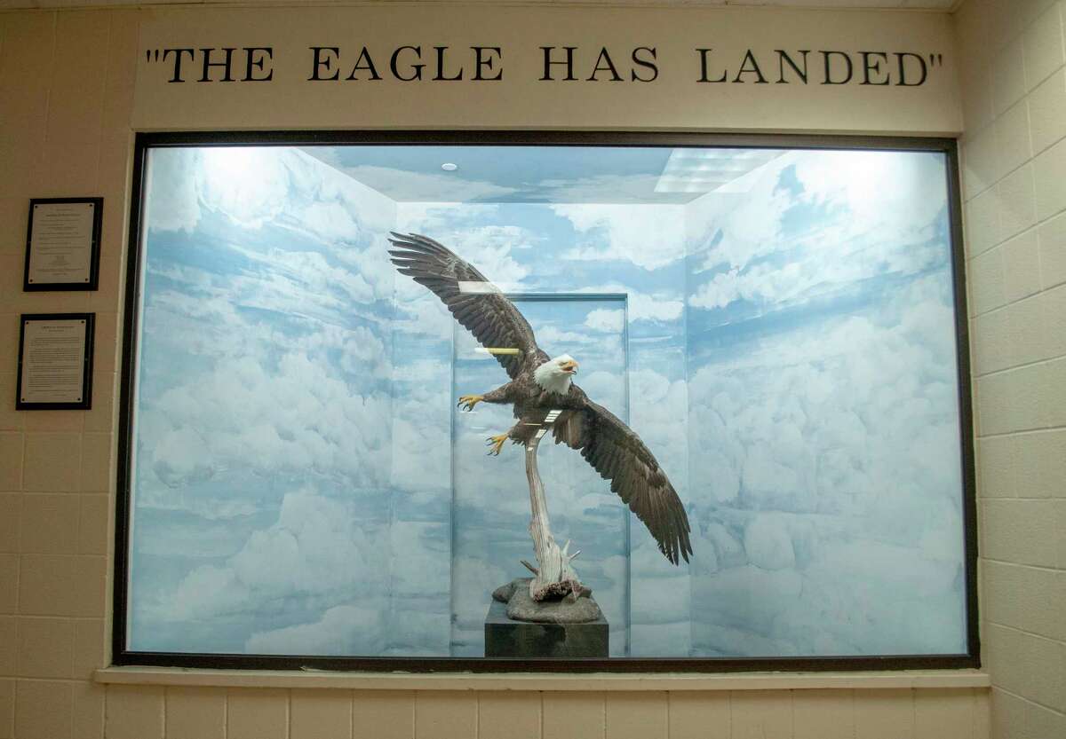 A display at Jacksonville High School has been home for nearly 30 years to a bald eagle that died in the 1990s in rural Morgan County. It has found a permanent home at the school.