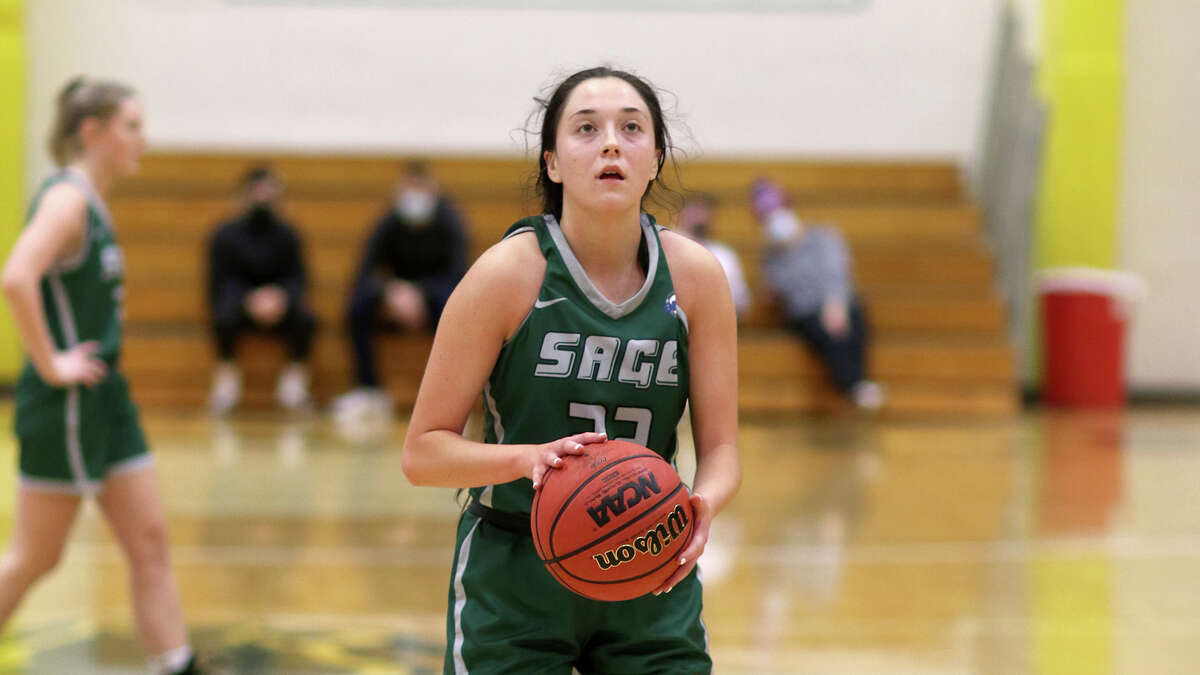 Sage women's basketball senior Sammy Pasinella, from Mechanicville, was named to the Wesleyan All-Tournament team on Nov. 20 after scoring 31 points with 10 rebounds and seven assists in two tourney games.