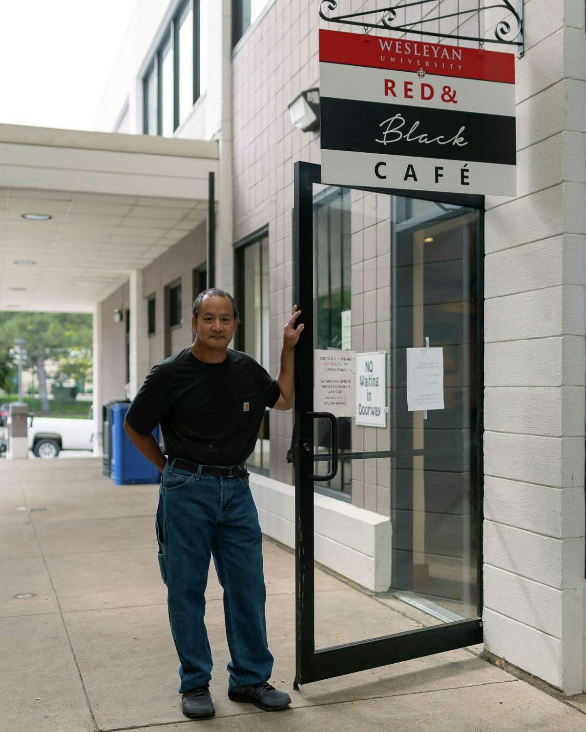 Christopher works at the Red & Black Cafe in Middletown.