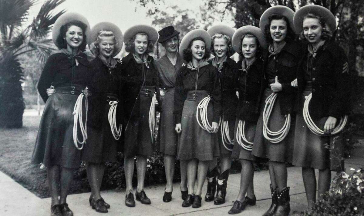 A circa 1940 high school photo of Dorothy Hughes, left, in her Jefferson High School Lasso uniform with several other Lasso team members.