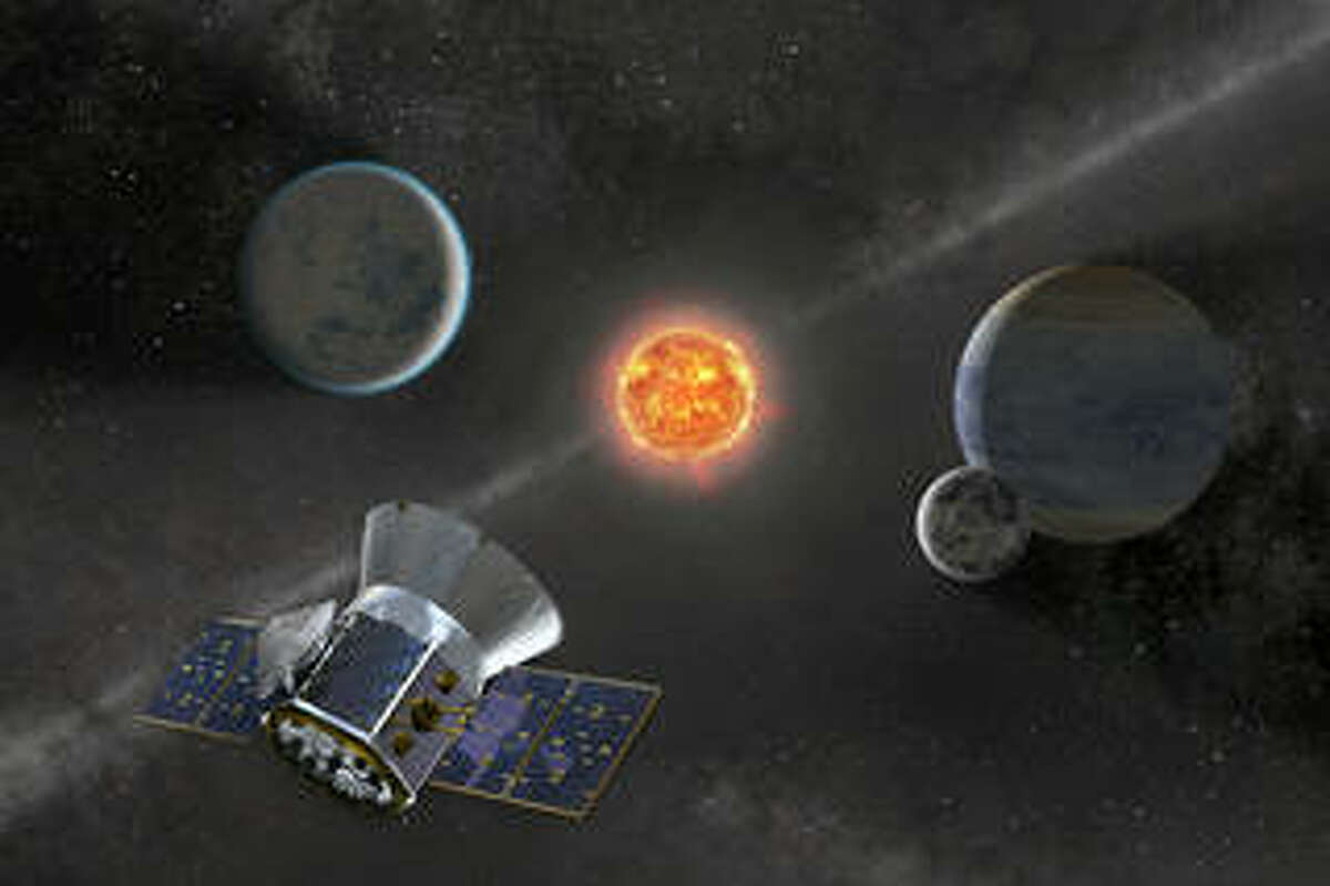 An illustration of NASA’s Transiting Exoplanet Survey Satellite.