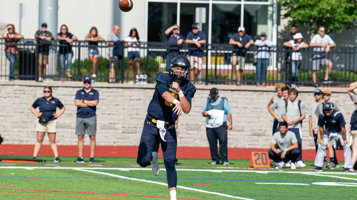 Midland Christian grad and Merrimack College quarterback Westin Elliott is shown in action during this past season. 