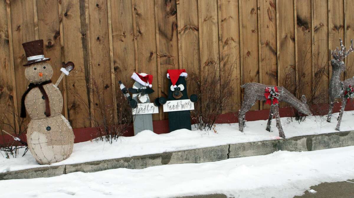 Floods of red and green Christmas decorations can be seen throughout downtown Reed City early Friday afternoon.