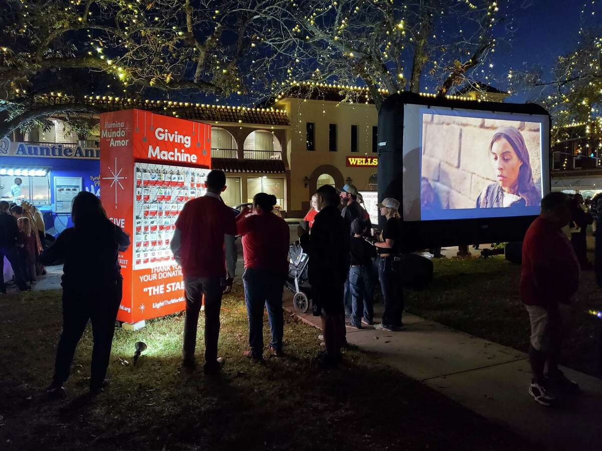 The Texas Giving Machine takes donations to equip apartments for Afghan refugees being resettled in the San Antonio area. The machine was set up for the Sip n’ Stroll event in Seguin.