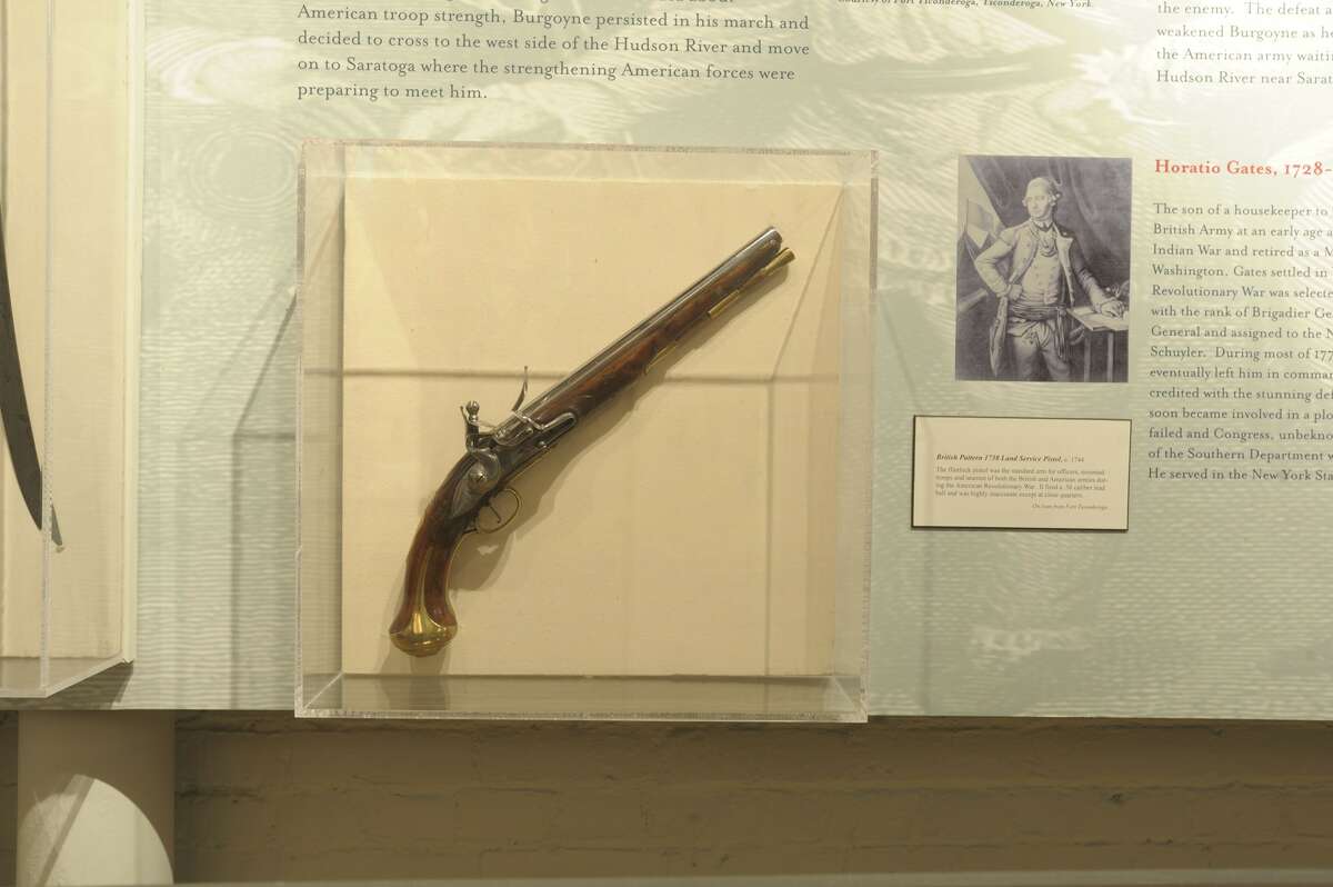 A  Revolutionary War exhibit, "Fiery Trial and Sacrifice", includes this classic British 1738 Land Service Pistol.
