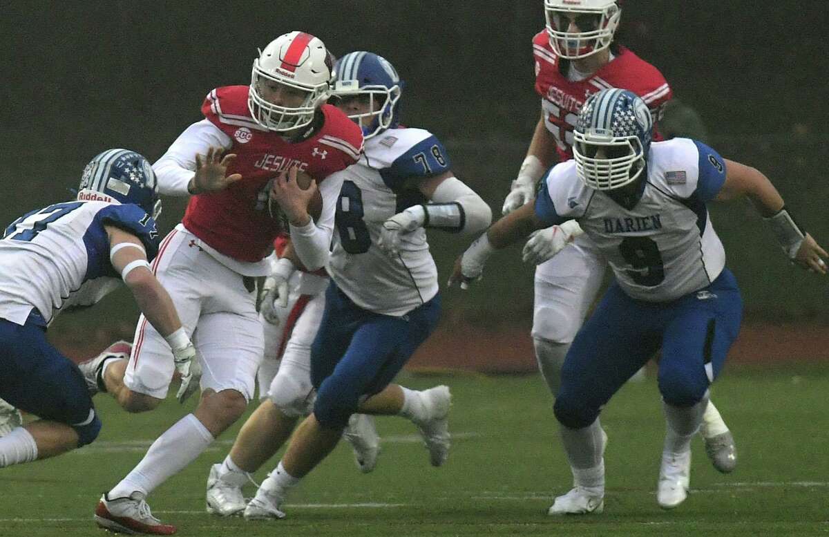 Class LL state championship football game between No. 1 Fairfield Prep Jesuits and No. 3 Darien High School Blue Wave Saturday, December 11, 2021, at Trumbulll High School in Trumbull, Conn.