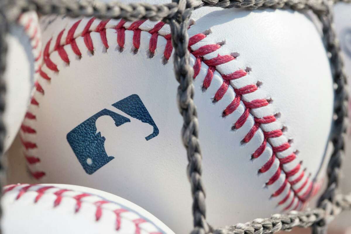 A baseball with MLB logo is seen at Citizens Bank Park before a game between the Washington Nationals and Philadelphia Phillies on June 28, 2018 in Philadelphia, Pennsylvania. (Photo by Mitchell Leff/Getty Images/TNS)