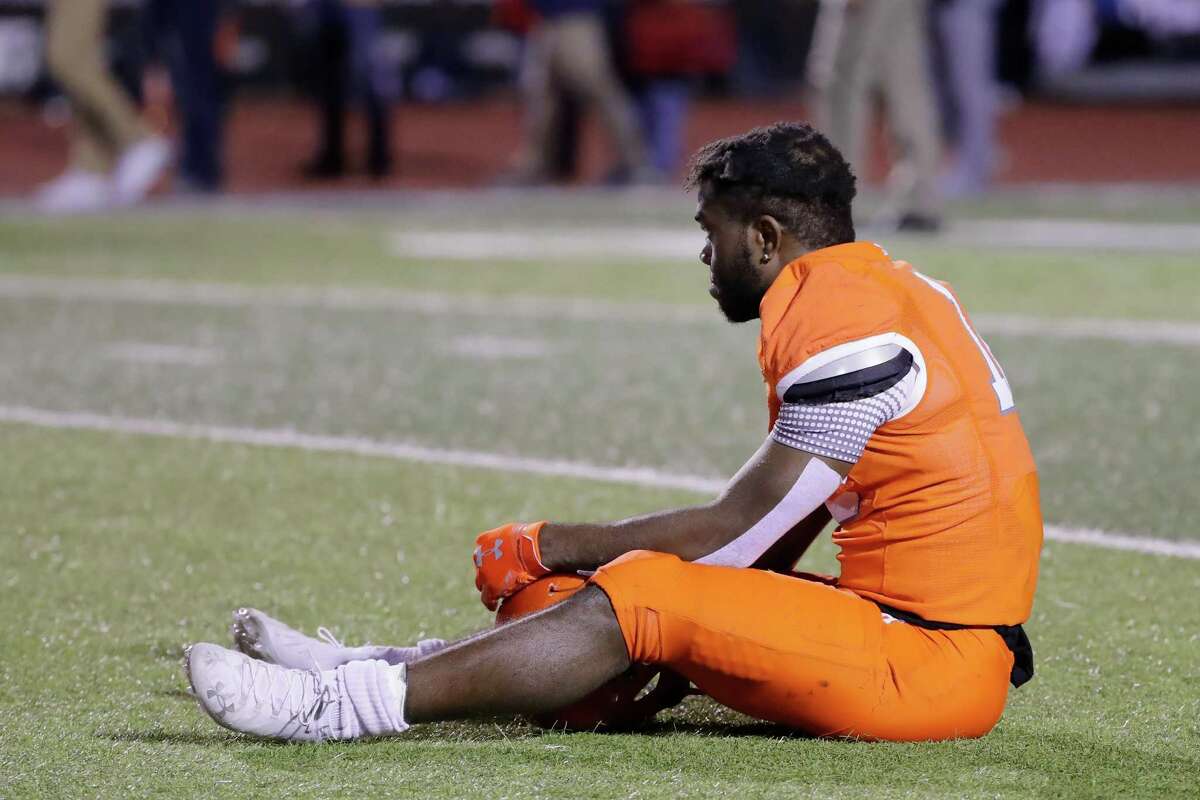 Sam Houston State wide receiver Jequez Ezzard contempates the end of the Bearkats’ 22-game winning streak dating to 2019,