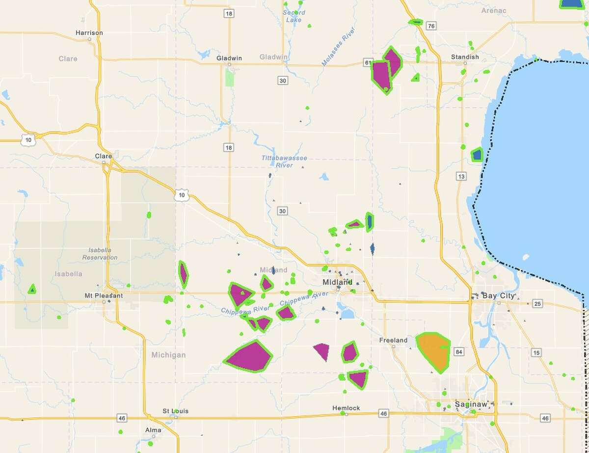 Consumers Outage Map as of 12:30 p.m. Monday