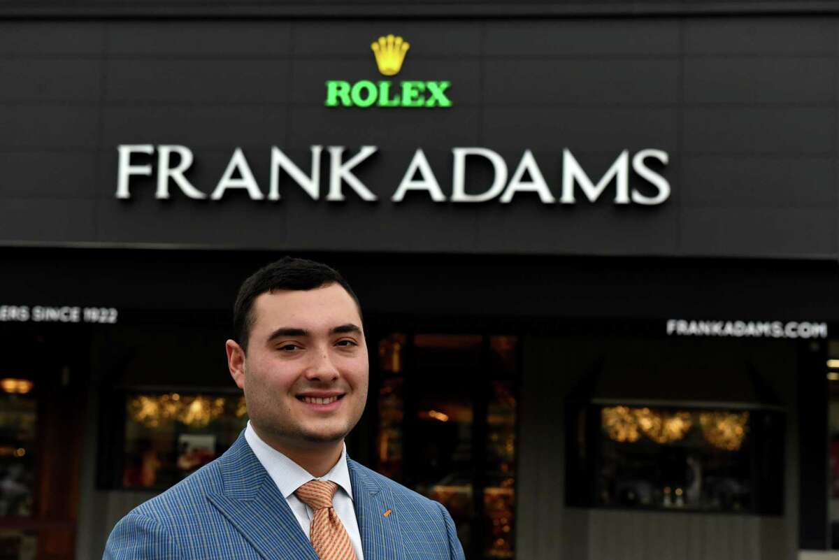 Jeffrey Adams Russell outside his family?•s business Frank Adams Jewelers on Monday, Dec. 13, 2021, at Stuyvesant Plaza in Guilderland , N.Y. Jeffrey is stepping into the family business and taking it over from his mother Kimberly. It was something he was groomed to think about since he was a little boy and now it's finally happening.