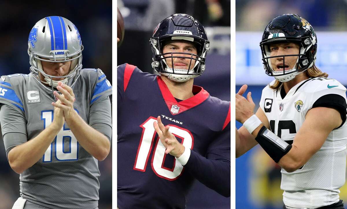 The Detroit Lions and Jared Goff, the Houston Texans and Davis Mills and the Jacksonville Jaguars and Trevor Lawrence all are in the running to have the worst record in the league and grab the No. 1 pick in the 2022 NFL Draft.
