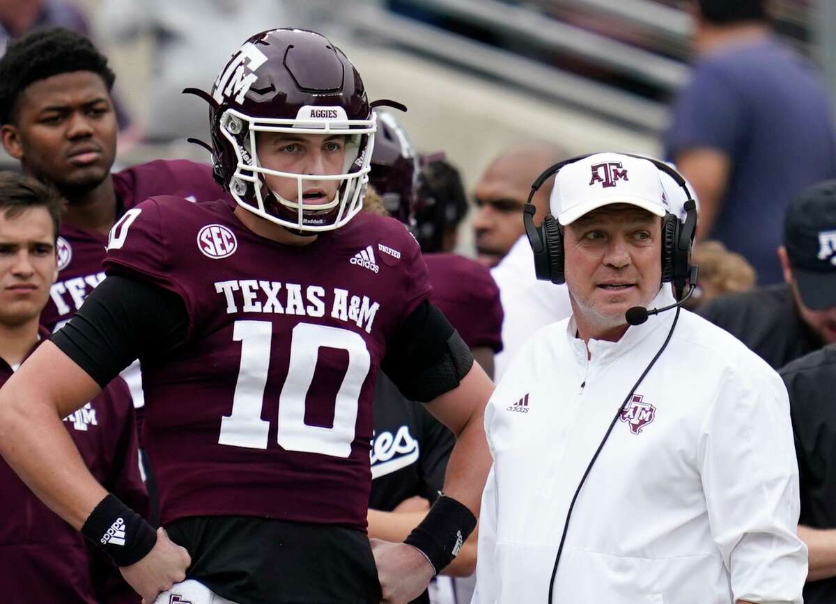With Zach Calzada (10) announcing he will enter the NCAA transfer portal, Texas A&M coach Jimbo Fisher has a gaping hole at quarterback heading into the Aggies’ Gator Bowl appearance against Wake Forest on Dec. 31.