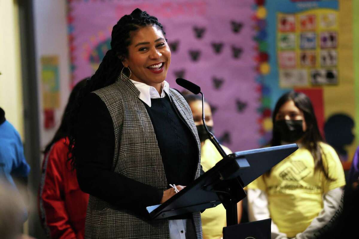 Mayor London Breed announces a new ballot initiative to support children and families during a press conference at Boys & Girls Club of San Francisco in San Francisco, Calif., on Monday, December 13, 2021.