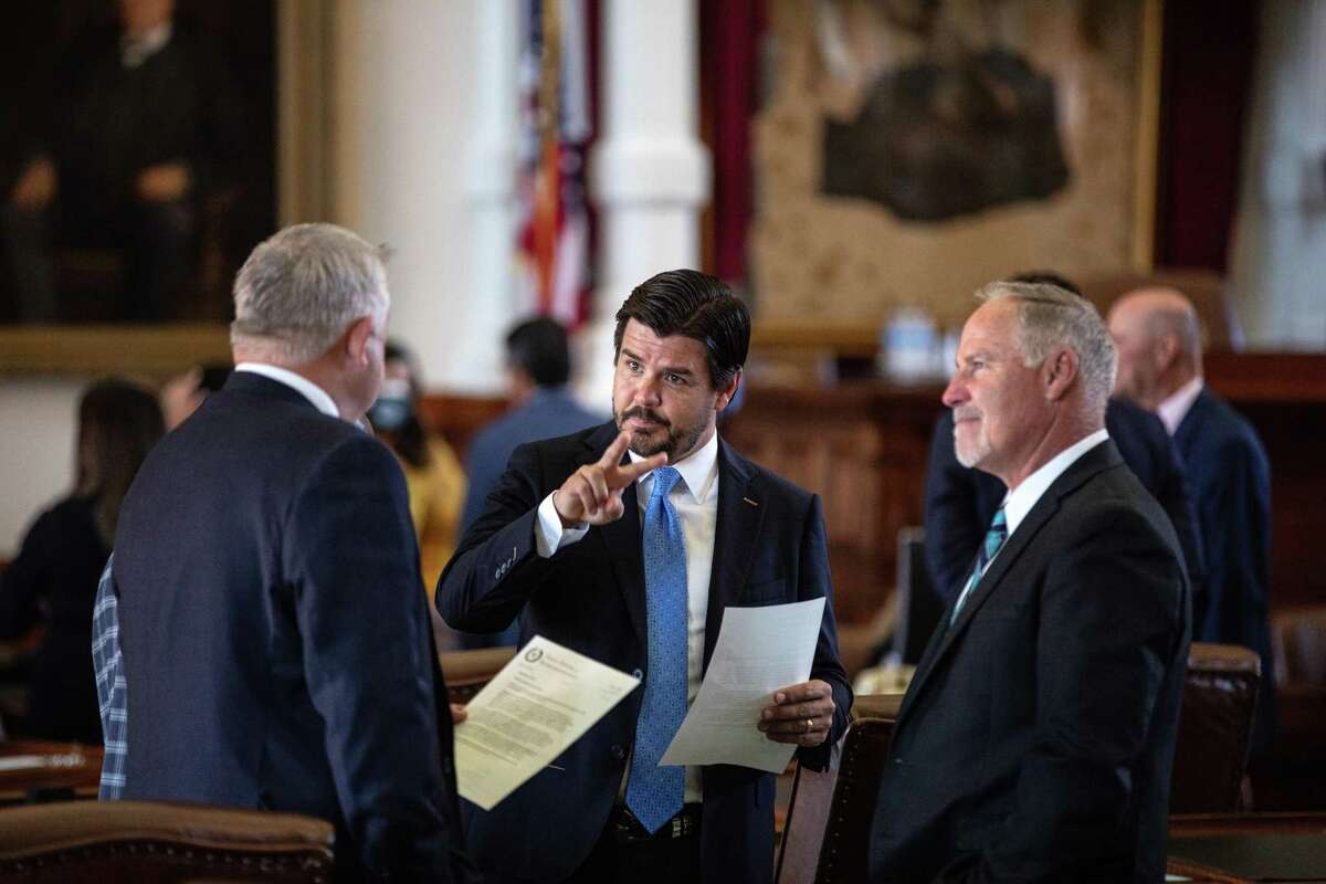 AUSTIN, TX - SEPTEMBER 20: Texas state Rep. Cole Hefner, R-Mt. Pleasant, speaks to fellow state representatives in the House chamber before the start of the 87th Legislature's third special session at the State Capitol on September 20, 2021 in Austin, Texas. Following a second special session that saw the passage of controversial voting and abortion laws, Texas lawmakers have convened at the Capitol for a third special session to address more of Republican Gov. Greg Abbott's conservative priorities which include redistricting, the distribution of federal COVID-19 relief funds, vaccine mandates and restrictions on how transgender student athletes can compete in sports. (Photo by Tamir Kalifa/Getty Images)