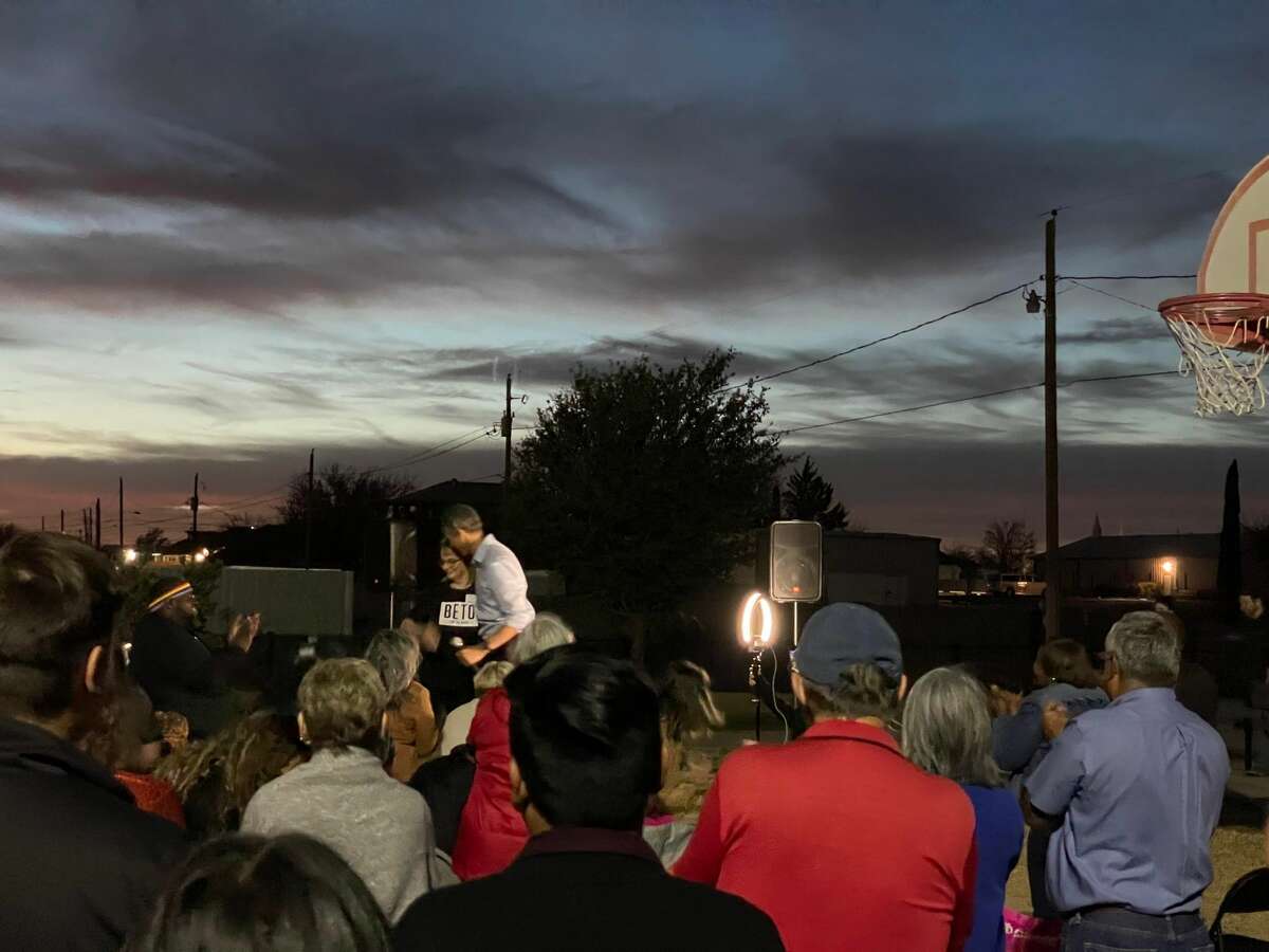 Midland County Democratic Chair Cathy Broadrick introduces Beto O’Rourke, candidate for Texas governor, Tuesday, Dec. 14, 2021, at Martin Luther King, Jr. Park
