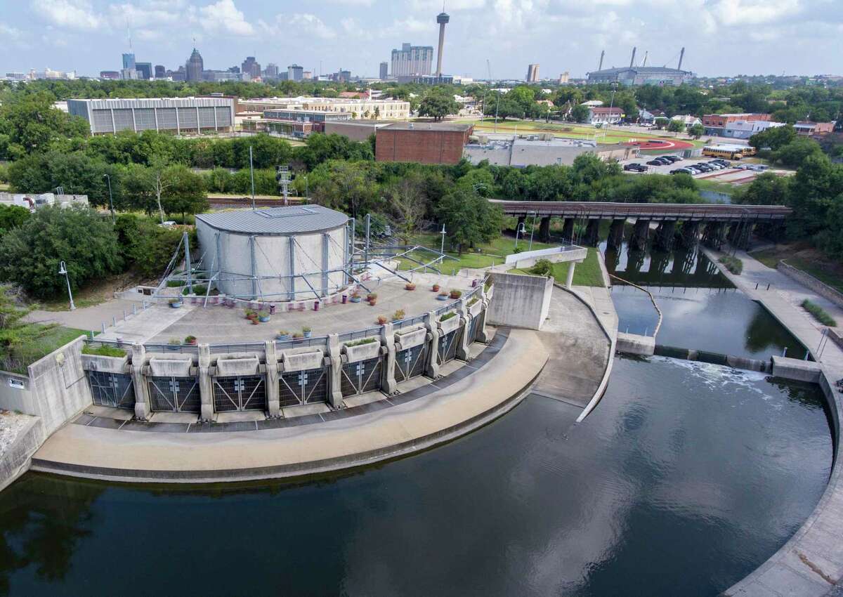The San Antonio River flood diversion tunnel outlet is seen Sept. 3, 2021 on the south side of downtown San Antonio. The Army Corps of Engineers plans to study the concept of a massive underground tunnel to alleviate Houston’s flooding.