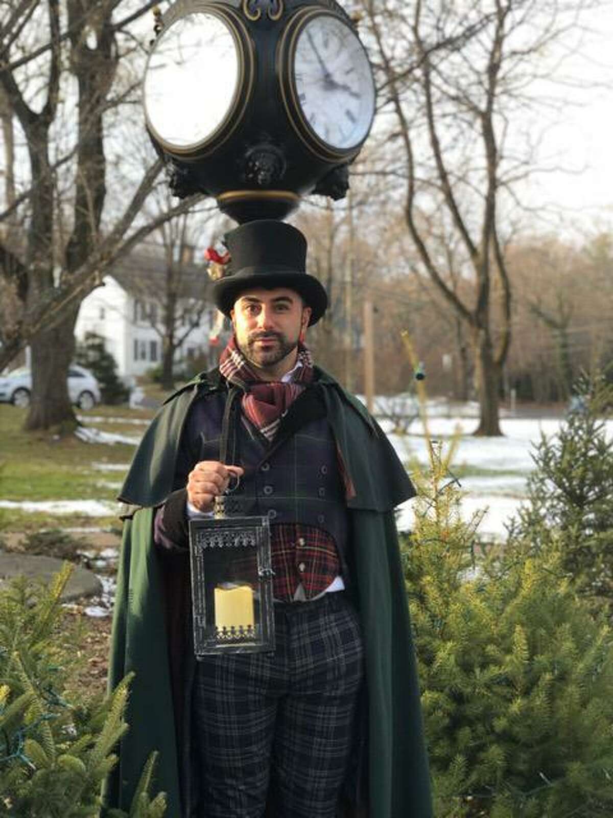 A Valley Shakespeare Festival (VSF) tradition in Shelton, and a solo production, “A Christmas Carol,” is returning to live in-person performances in 2021, on Saturday, at 2, and 7 p.m. Both performances will be held at the St. Peter’s Episcopal Church at 175 Old Tannery Road in Monroe. Masks will be required of guests. Social distancing and COVID-19 procedures will be followed amid the pandemic from the new virus. Tickets are $15, and include a pre-show reception with treats, and music. Tickets can be found at vsfestival.org, or by calling 203-513-9446. The shows are with actor, and Valley Shakespeare Festival Founder and Executive Director Tom Simonetti, who will be playing all of the play’s roles, from Scrooge to Tiny Tim. Simonetti is shown with previous attendees of “A Christmas Carol,” in a recent year. Simonetti is previously shown dressed for, “A Christmas Carol,” in a recent year.