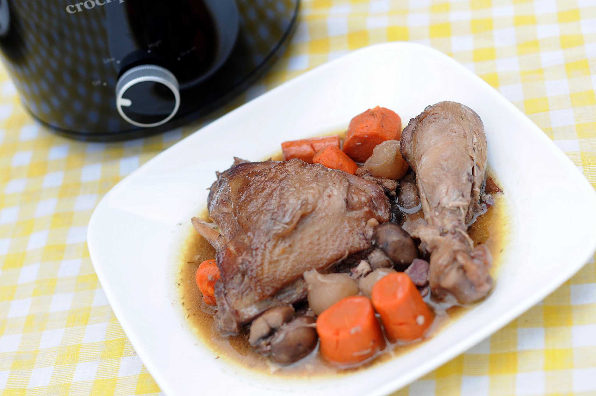 Recipe Slow Cooker Coq au Vin (WineBraised Chicken)