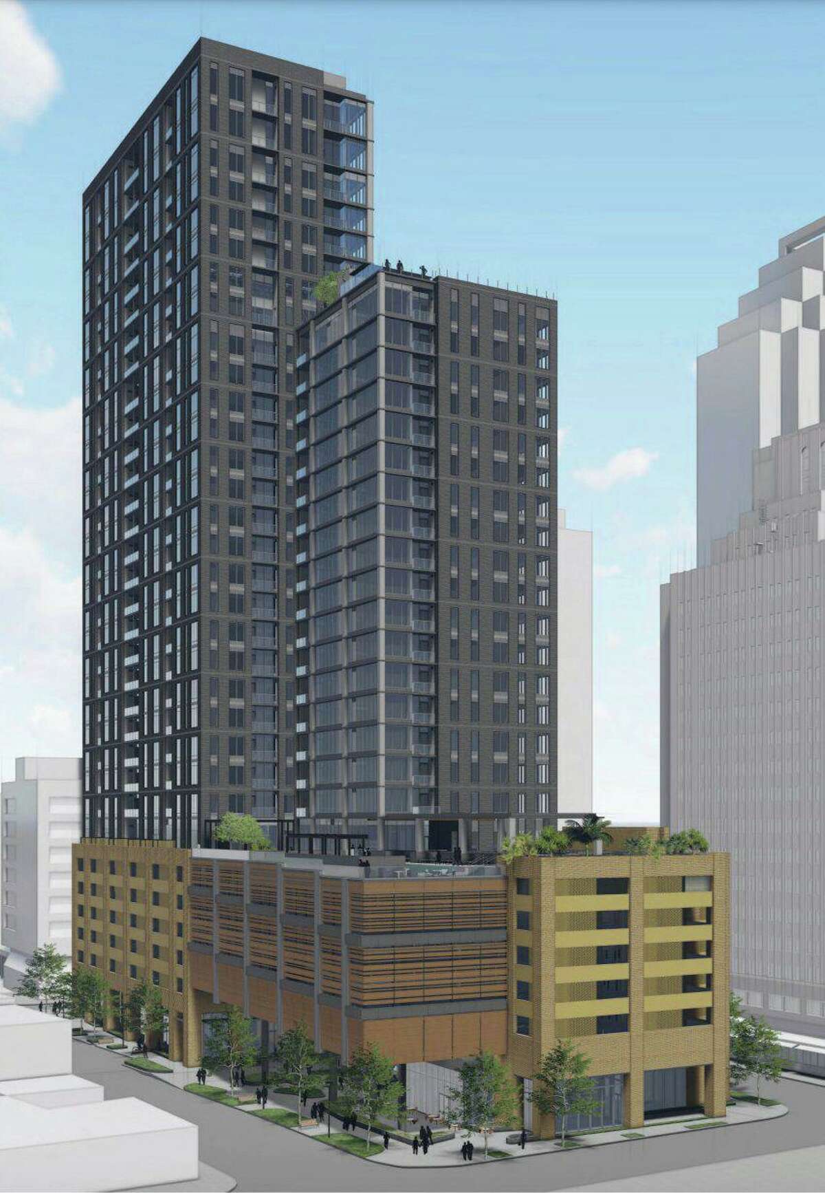 Renderings show the residential tower that Weston Urban plans to build at 305 Soledad Street in downtown.