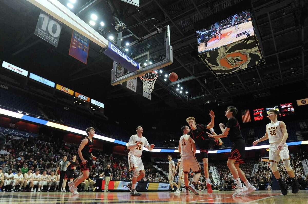 New Canaan defeated Granby to win the Division IV state championship at the Mohegan Sun Arena in Uncasville in 2019.