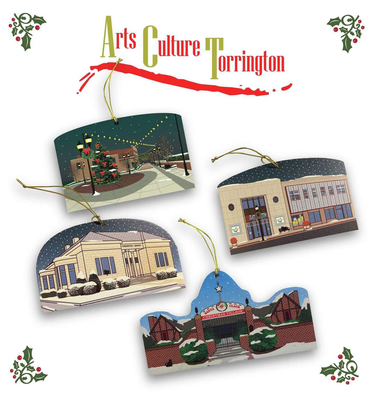 Torrington Christmas ornaments are now for sale at local businesses. This year’s images include a new one of Franklin Plaza, Christmas Village, City Hall and Main Street.