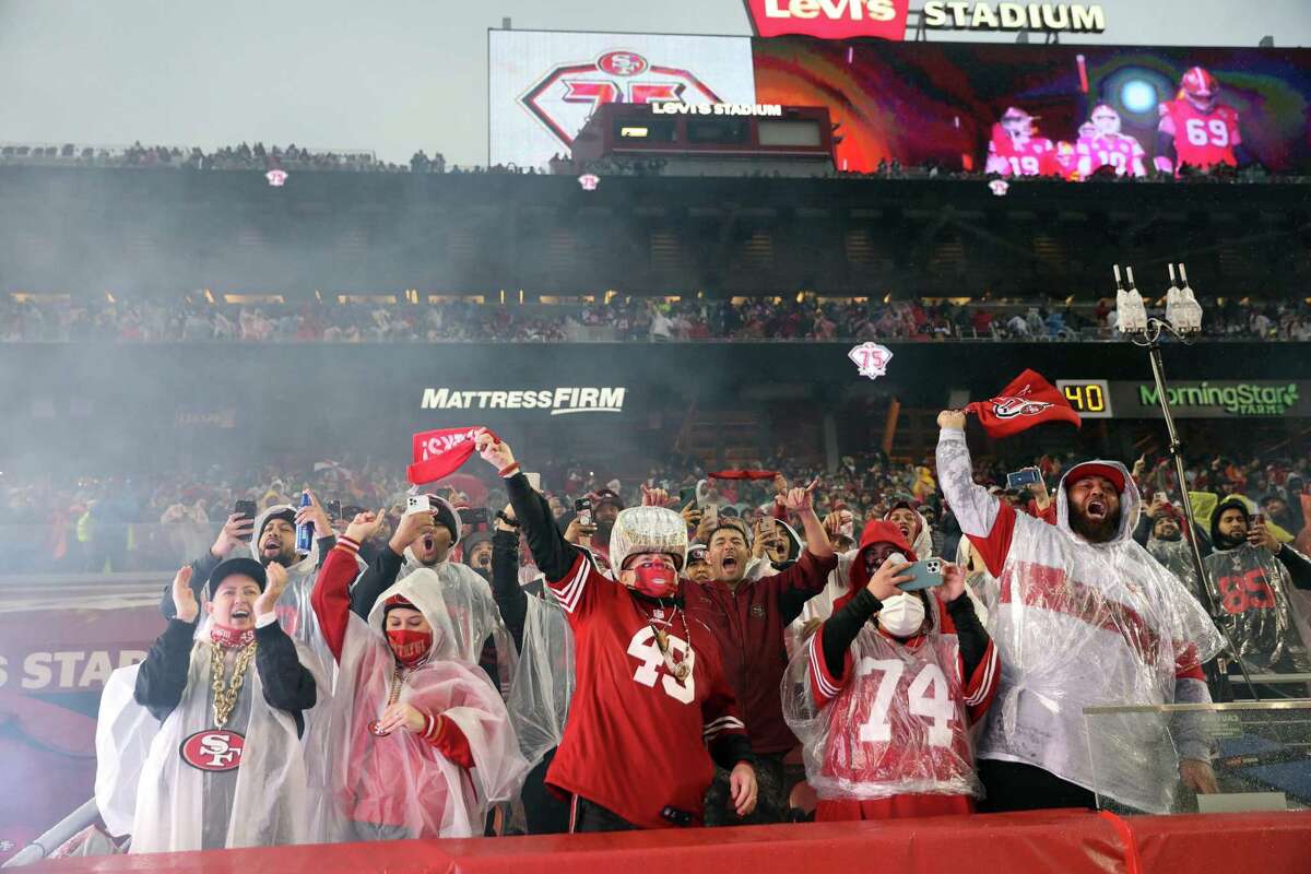San Francisco 49ers’ fans cheer during team introductions in October.