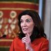 Gov. Kathy Hochul holds coronavirus news briefing where she discussed the potential dangers faced by spread of the new omicron COVID-19 variant on Thursday, Dec. 16, 2021, in the Red Room at the Capitol in Albany, N.Y.