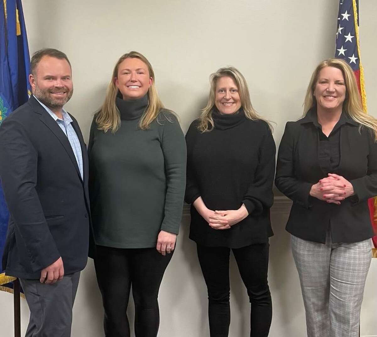 The Fairfield Republican Town Committee recently elected Sarah Matthews to be chairwoman, Chris Tymniak to be vice chairman, and Gwynne Magness Alperovich, to be secretary. They’re pictured here with Fairfield First Selectwoman Brenda Kupchick.