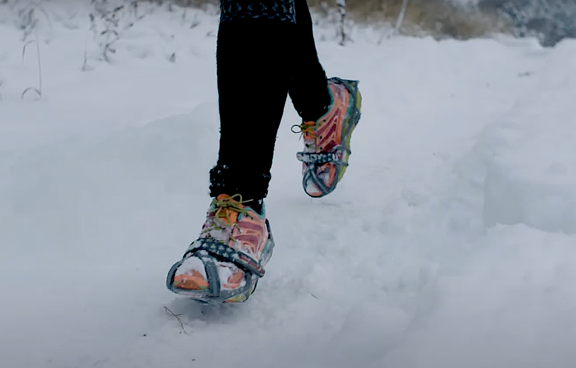 running snow spikes