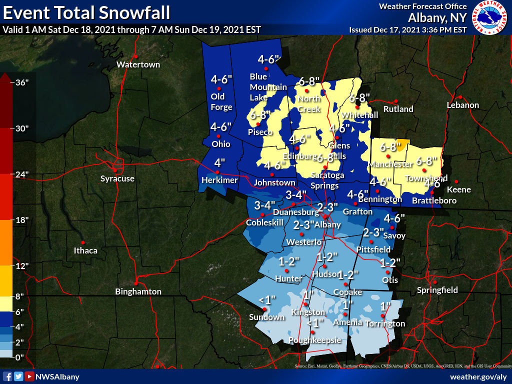Snow forecast for the Capital Region and Hudson Valley