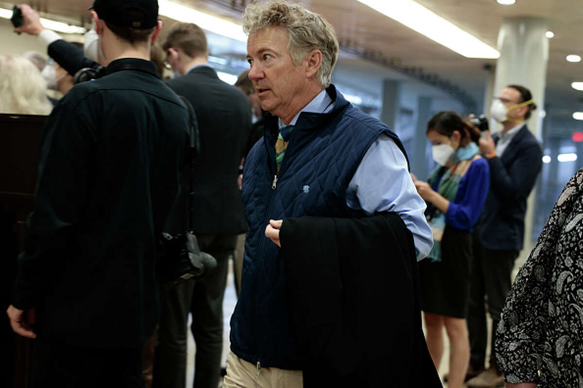 Sen. Rand Paul walks in the Senate subway of the Capitol before a vote this month.