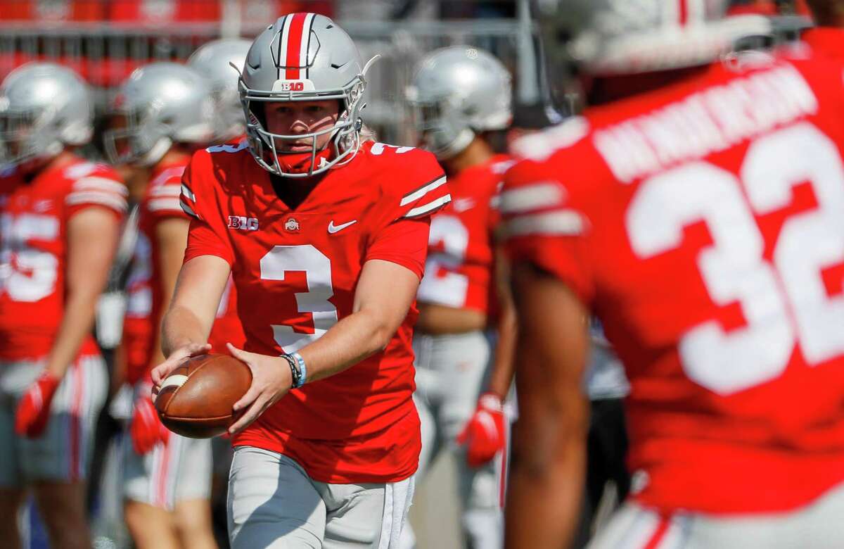 Quinn Ewers, warming up at Ohio State in September, has transferred to Texas.