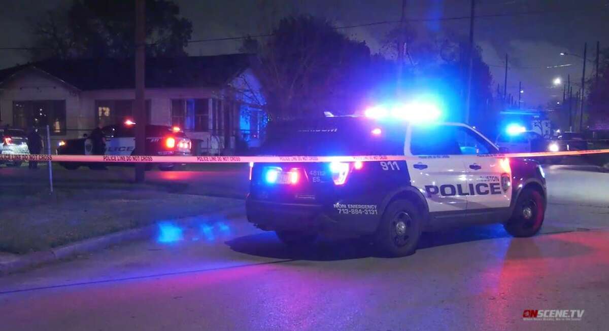 Houston police investigate a fatal shooting on Saturday, Dec. 18, 2021.
