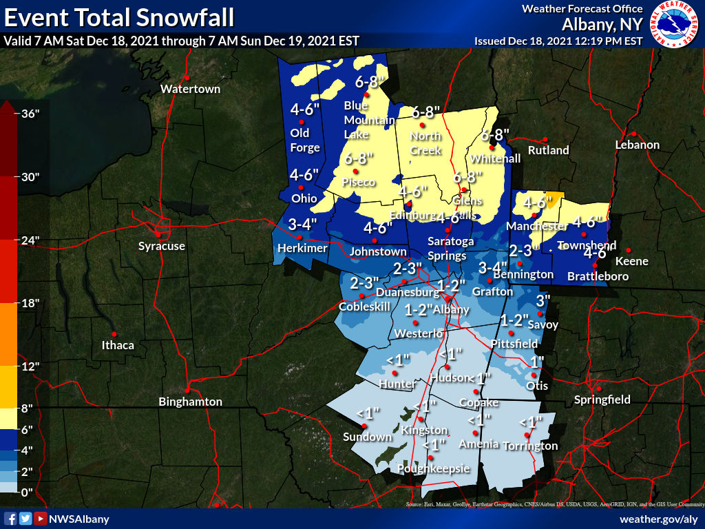 Snow forecast for the Capital Region and Hudson Valley