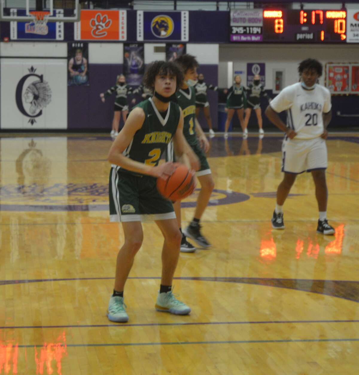 Devan Rush (2) at the free throw line against Collinsville on Saturday. Rush finished with 11 points in the 52-33 loss.