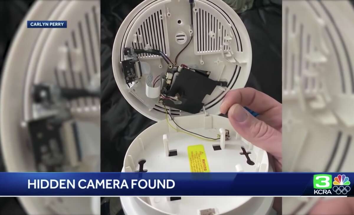 A woman in Sacramento said she found a camera hidden in a fake smoke detector in her apartment.