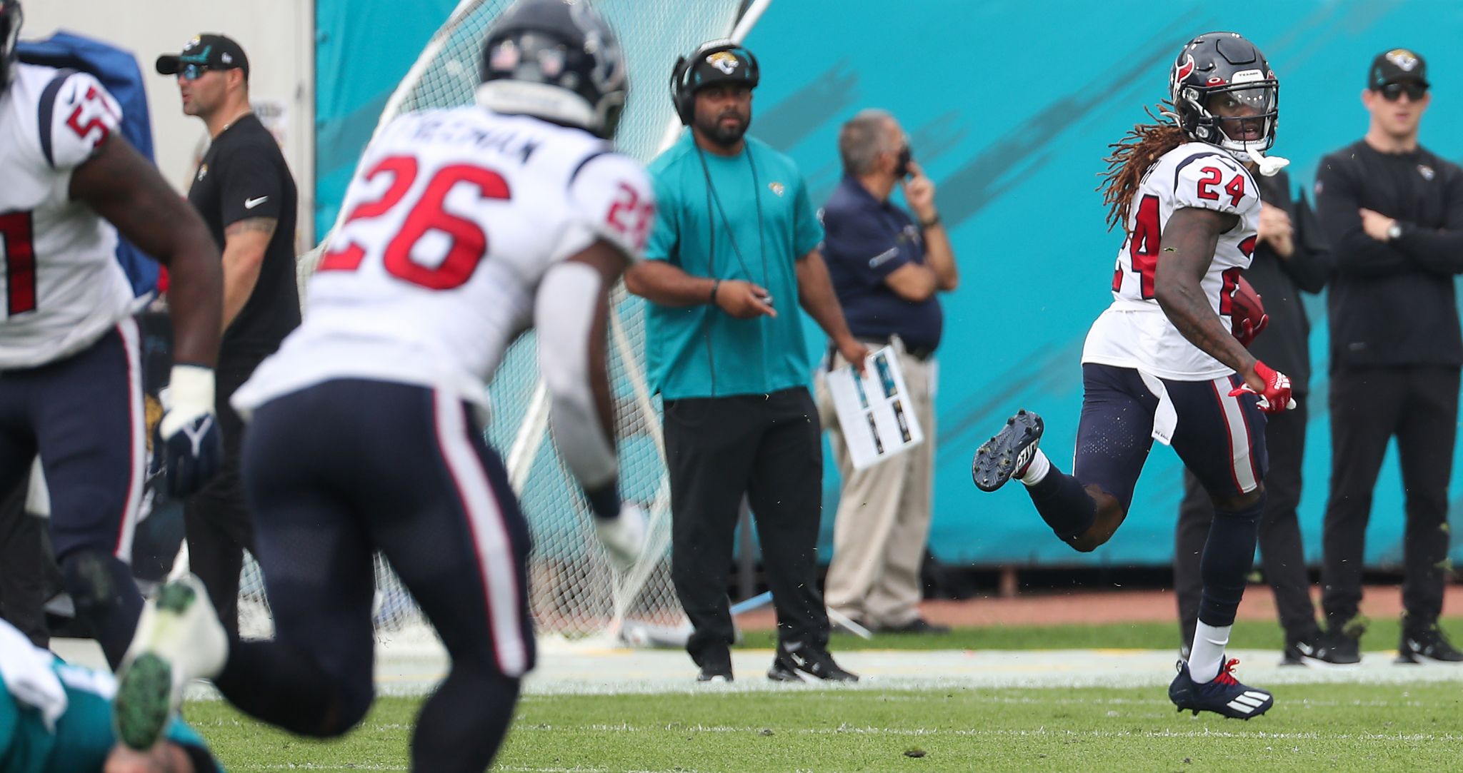 September 12, 2021: Houston Texans running back David Johnson (31) prior to  an NFL football game between the Jacksonville Jaguars and the Houston Texans  at NRG Stadium in Houston, TX. The Texans