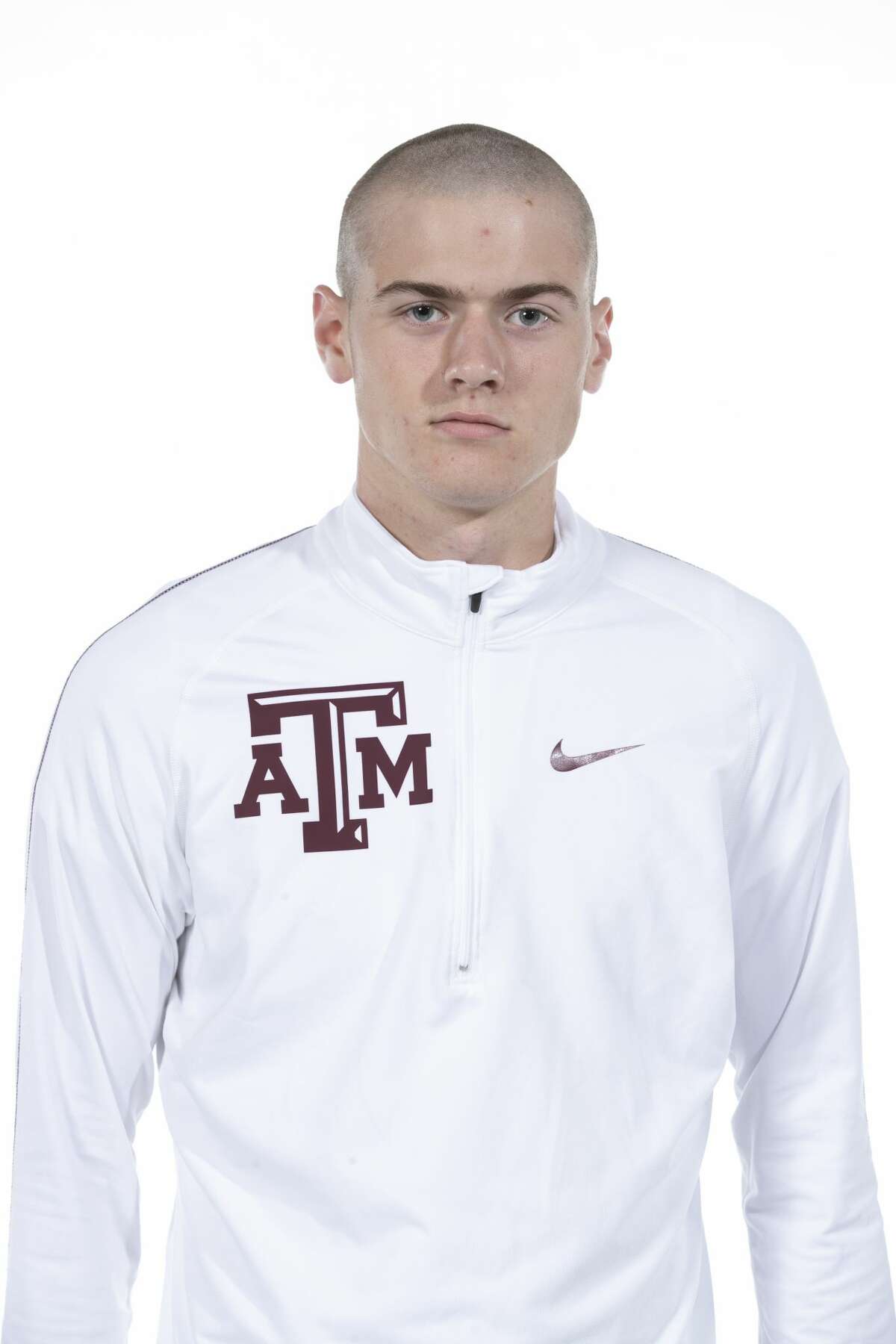 COLLEGE STATION, TX - August 20, 2021 - Chance Gibson of the Texas A&M Aggies during Texas A&M Aggies Cross Country Headshot day at The Studio in Kyle Field in College Station, TX. Photo By Aiden Shertzer/Texas A&M Athletics