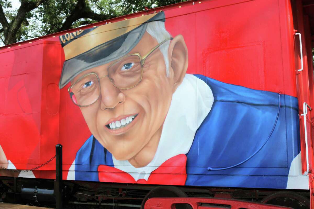 League City's Adam Socie painted the Walter Hall mural at League Park.