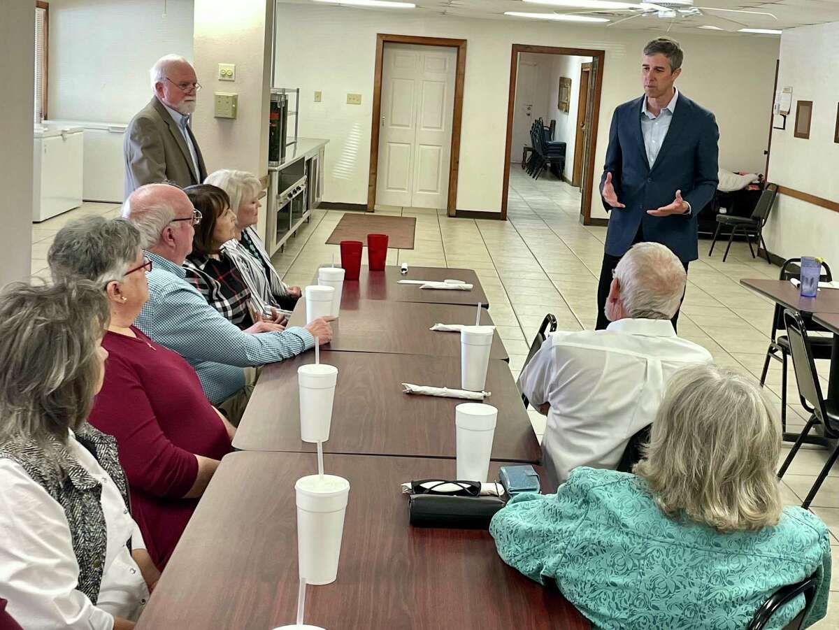 Gubernatorial hopeful Beto O'Rourke, on the campaign trail, meets with Comanche County Democrats in De Leon. He’s put a spotlight on rural issues such as broadband, water infrastructure and health care access.