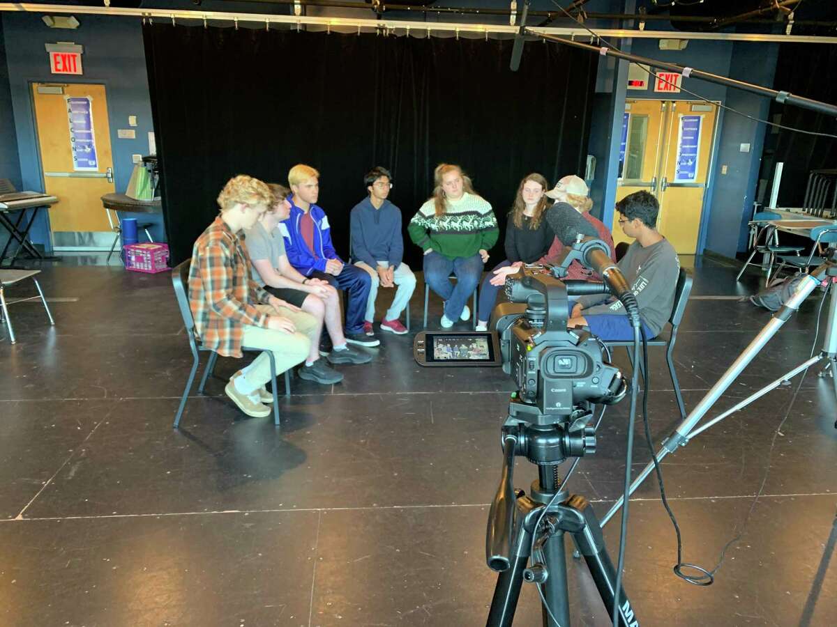 Fairfield Ludlowe High School students discussing issues during the first episode of “The Pulse,” a new student-led series that covers a variety of topics.