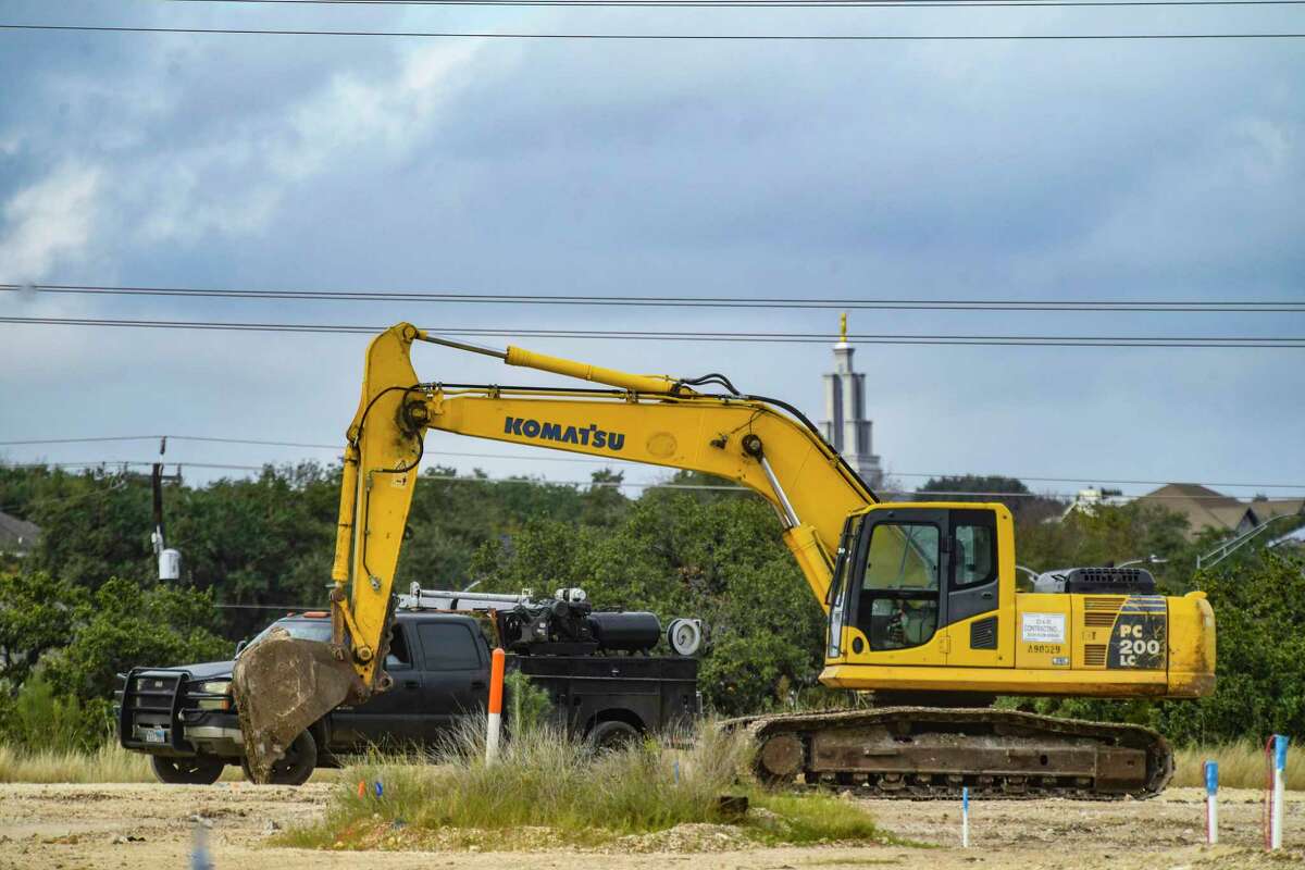 Heavy equipment is parked on the future Classen-Steubing Ranch Park this month. The Church of Jesus Christ of Latter-day Saints’ local temple can be seen in the background. The park is being developed on land acquired, in part, with 2017 bond money.