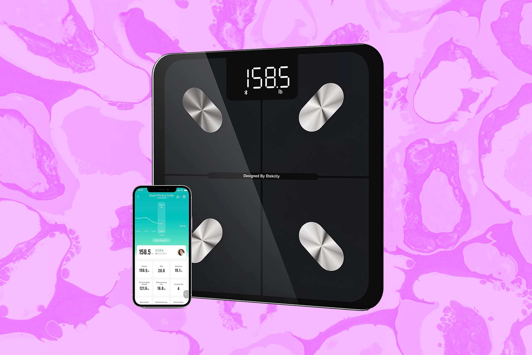 Measure your weight, muscle mass, and BMI with this Etekcity smart scale