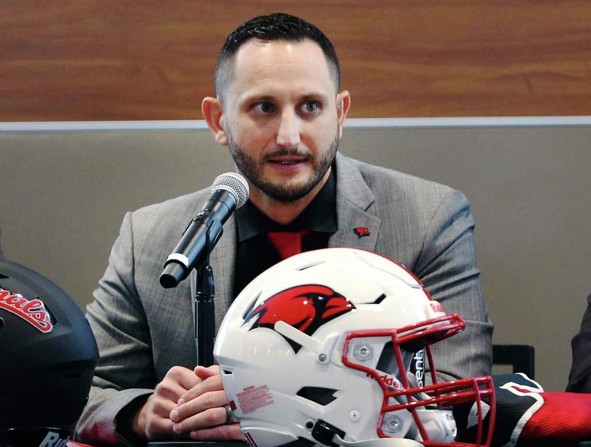 University of the Incarnate Word (UIW) head coach G.J. Kinne during a news conference on Wednesday, Dec. 22, 2021. 