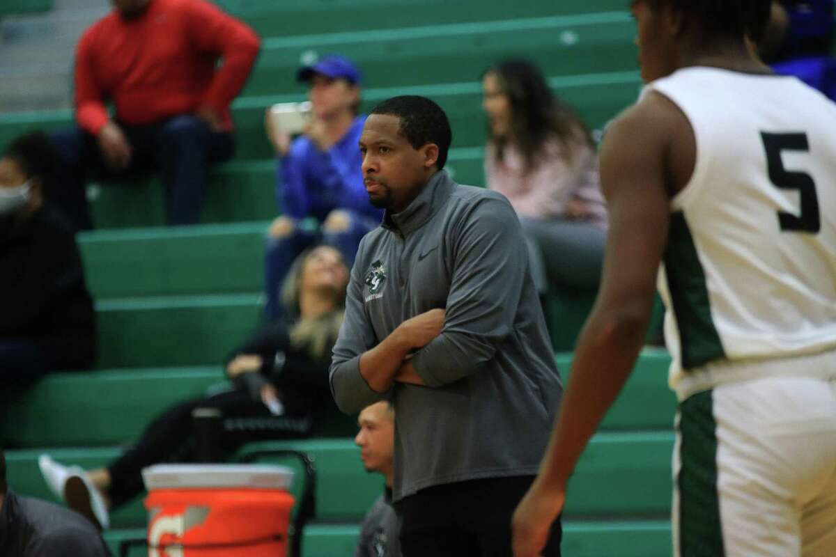 Clear Falls head basketball coach Bryan Shelton watched his team fall short in a 69-50 setback to Atascocita in an area round boys basketball game Friday night.