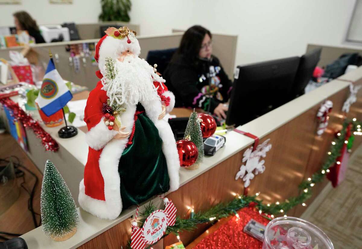 Christmas decorations are shown in the records department of the Conroe Police Department, 2300 Plantation Dr., Wednesday, Dec. 22, 2021 in Conroe.