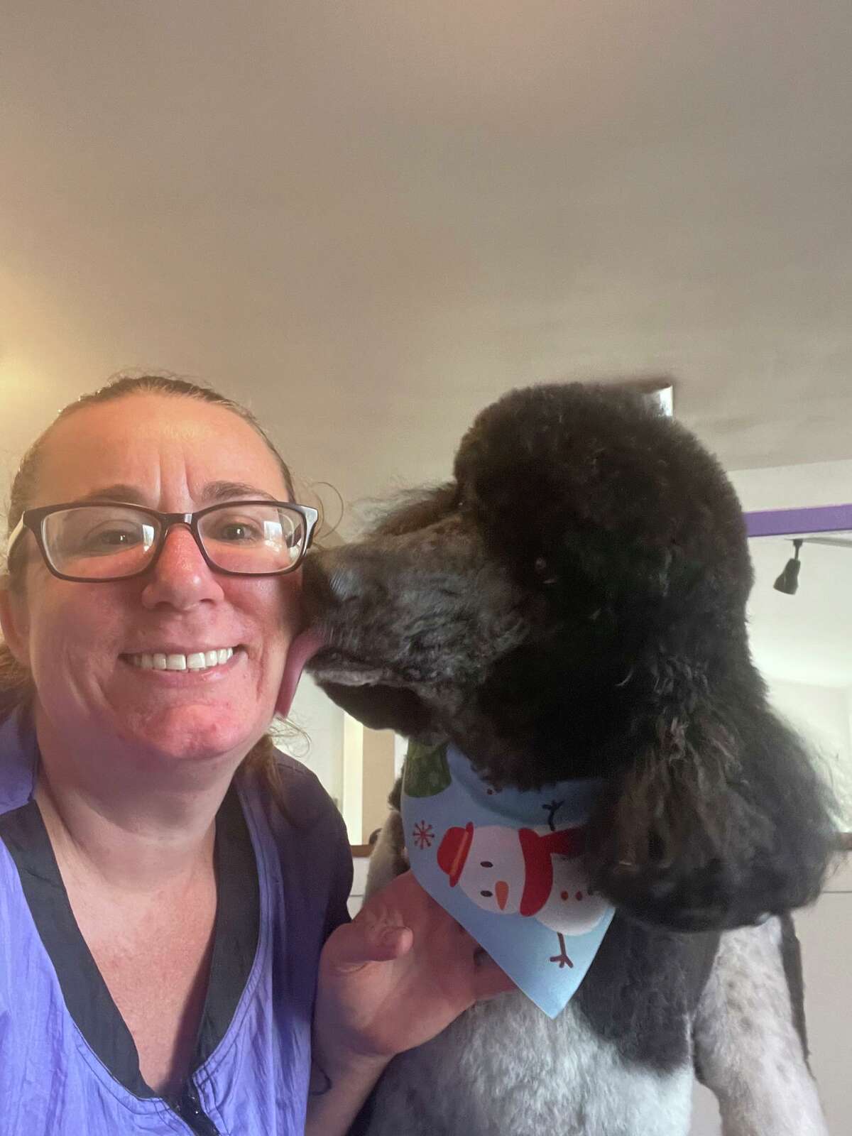 Erica Beatty with Murphy, a poodle
