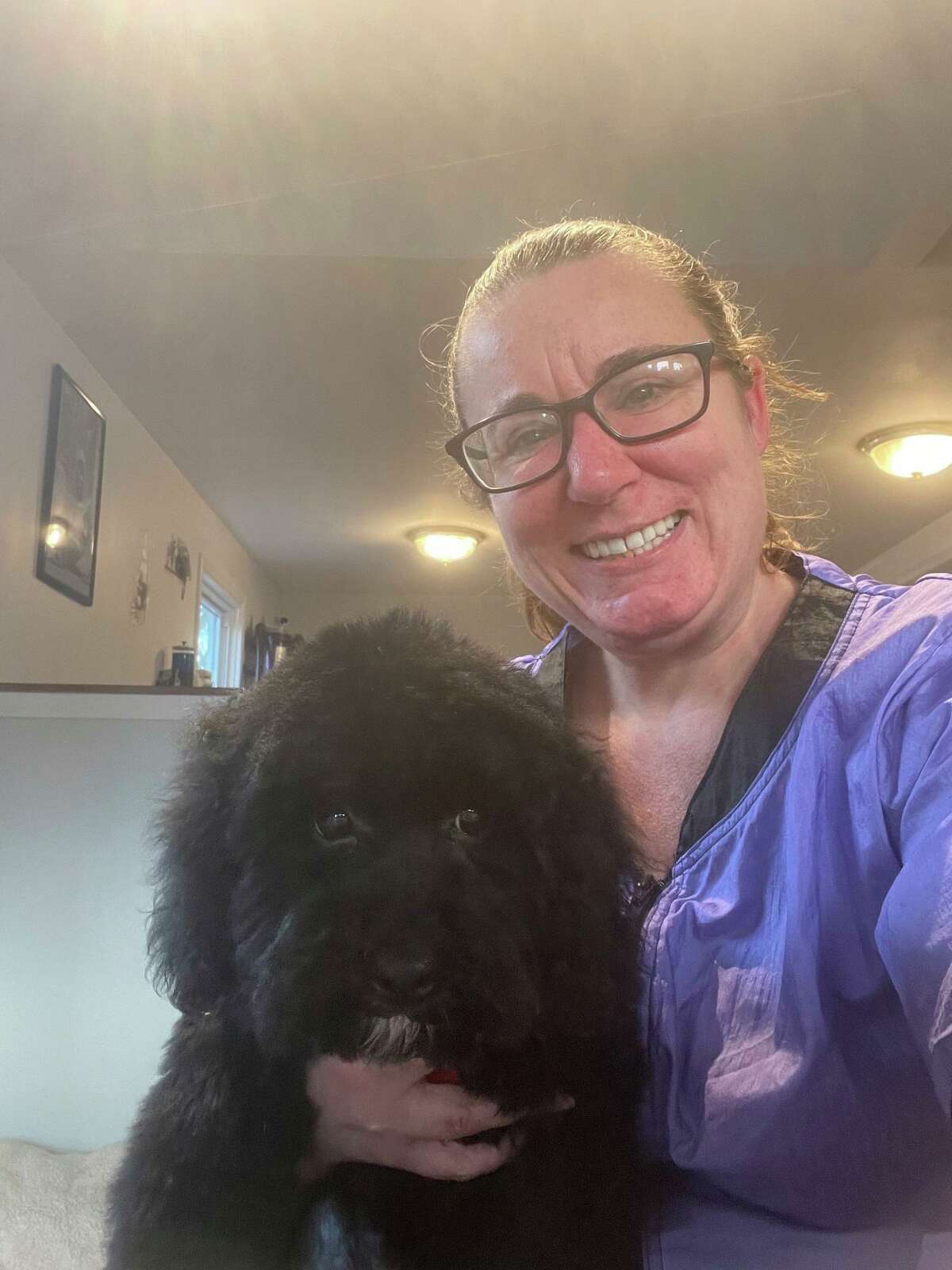 Erica Beatty with Artie, an Australian larbadoodle