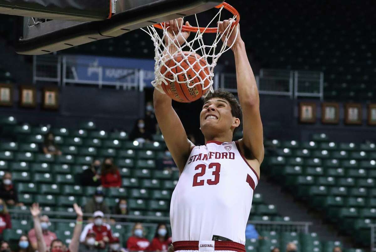 Stanford forward Brandon Angel converts a high-percentage shot in the Cardinal’s win over Liberty in Honolulu.