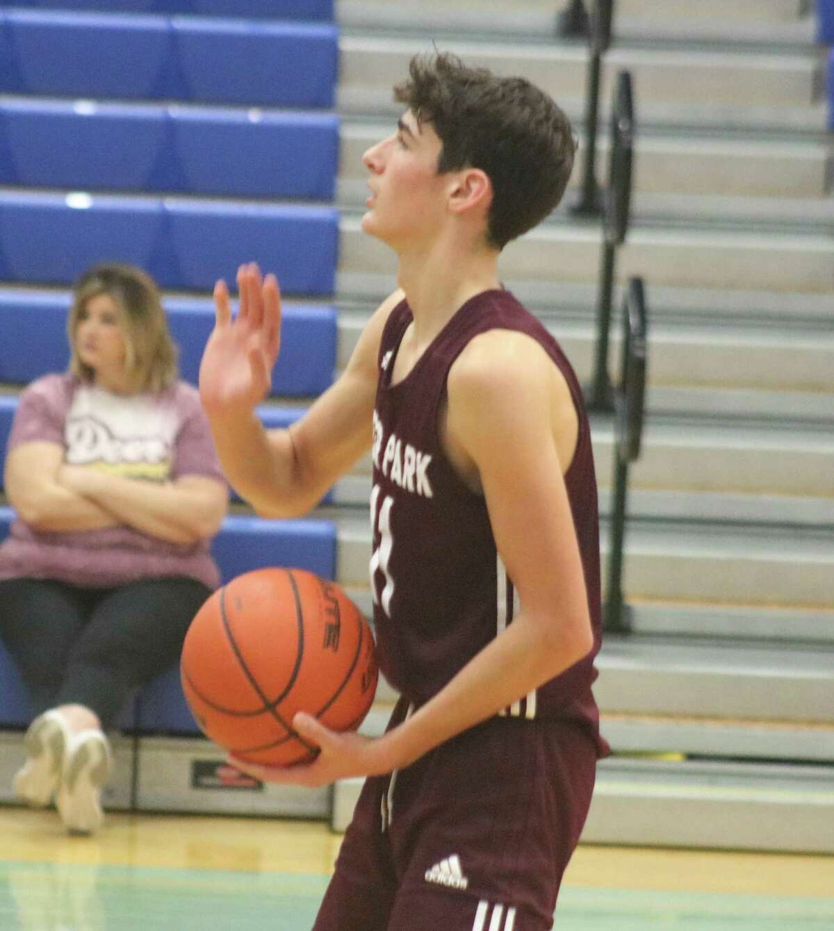 Deer Park JV player Will Reagan prepares to shoot a free-throw attempt during the fourth period in the team's district opener this past Saturday.